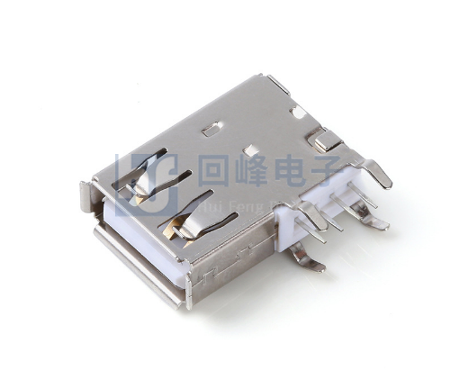 USB母座 AF2.0卷口 90°19.4側(cè)插長體DIP 卷邊